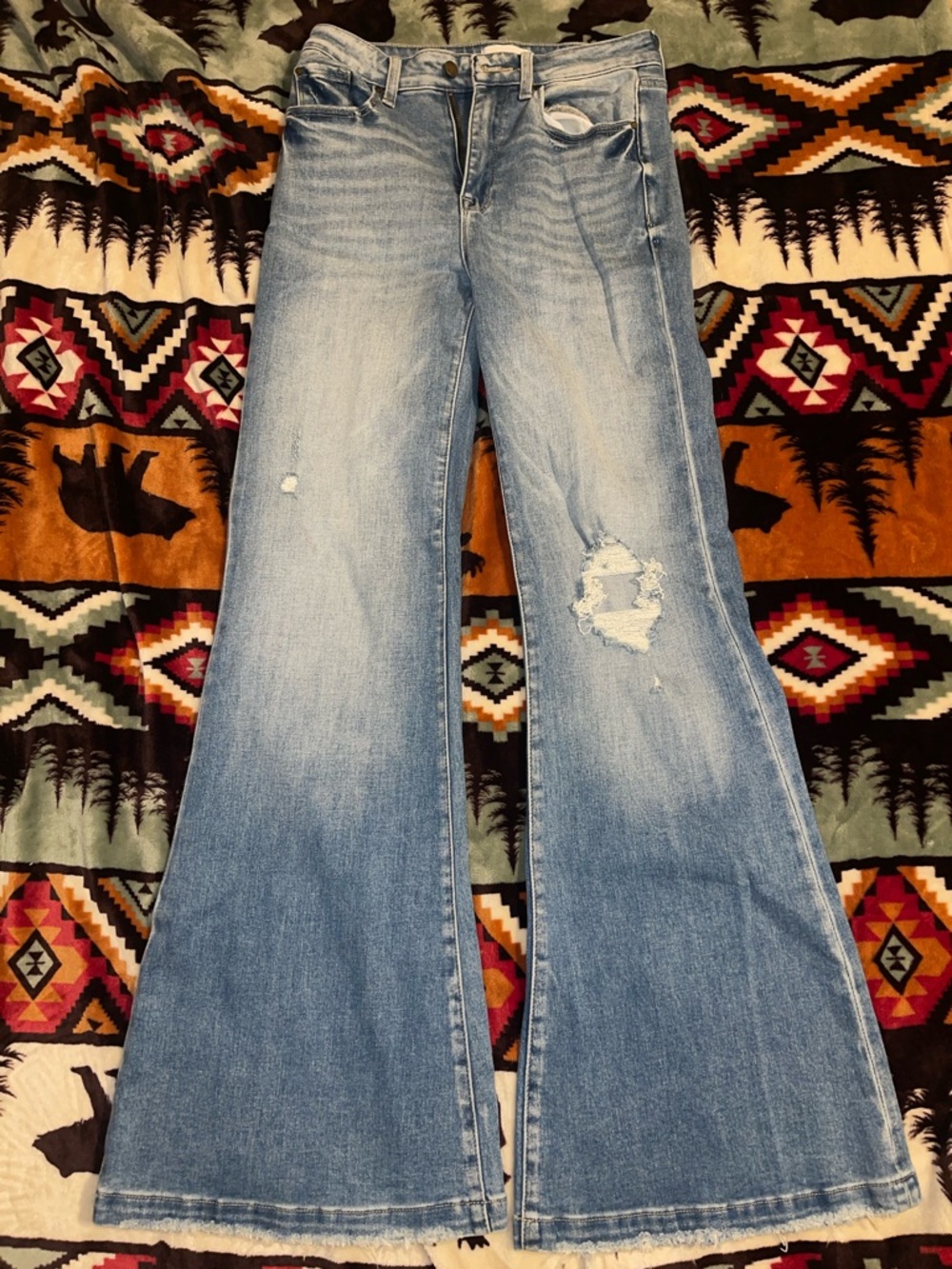Light Blue Distressed Flared Women’s Jeans